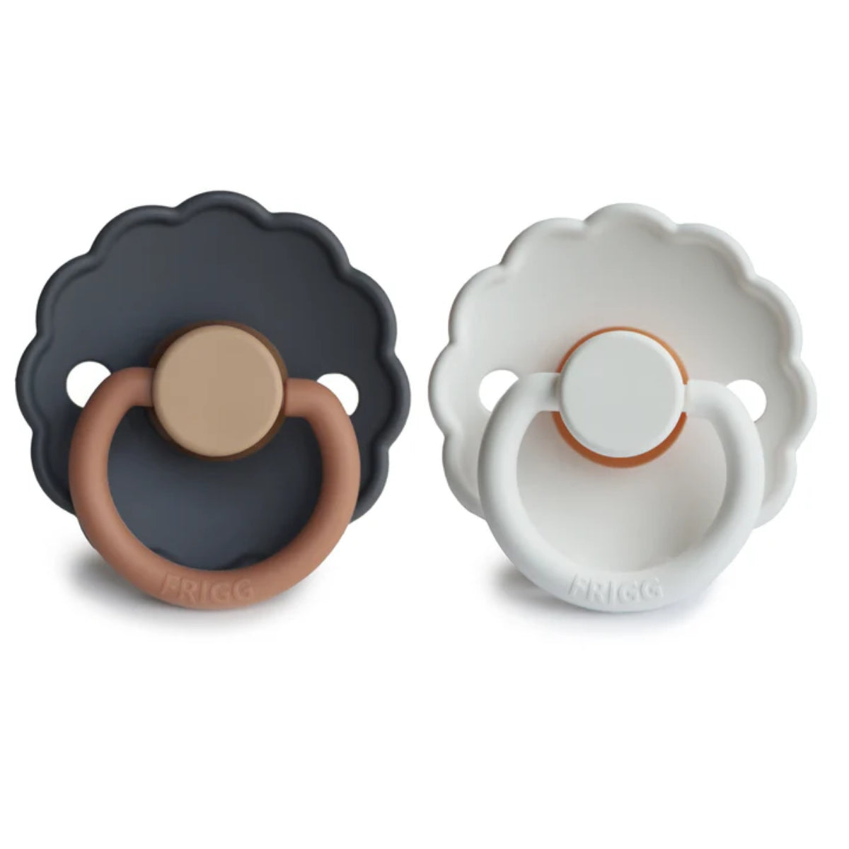 Mushie Frigg Daisy Natural Rubber Pacifier 2 pack - Aurora/Bright White - 0-6M - Exclusive Design